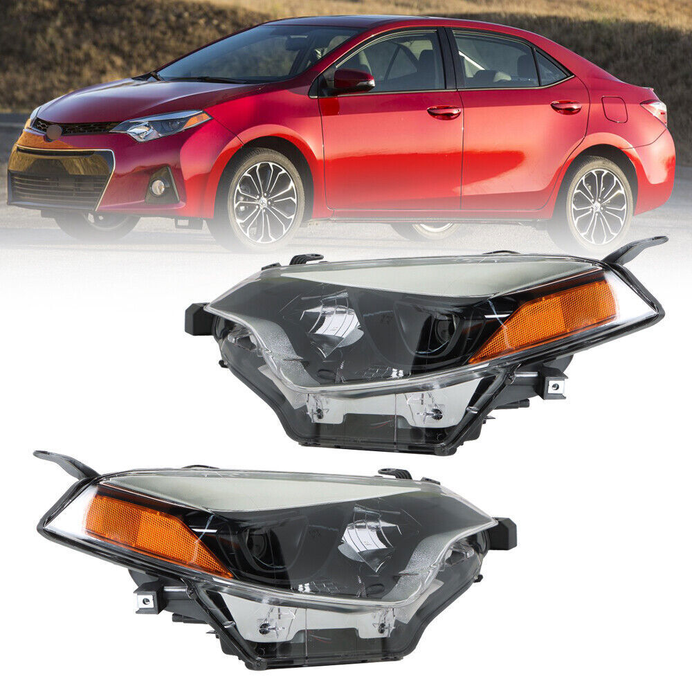 Left&Right Side Headlight Halogen Headlamps For 2014-2016 Toyota Corolla