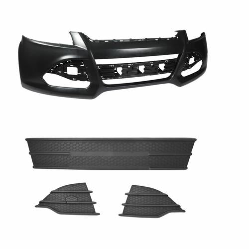 Front Bumper & Lower Grille & Fog Lamp Cover For 2013-16 Ford Escape
