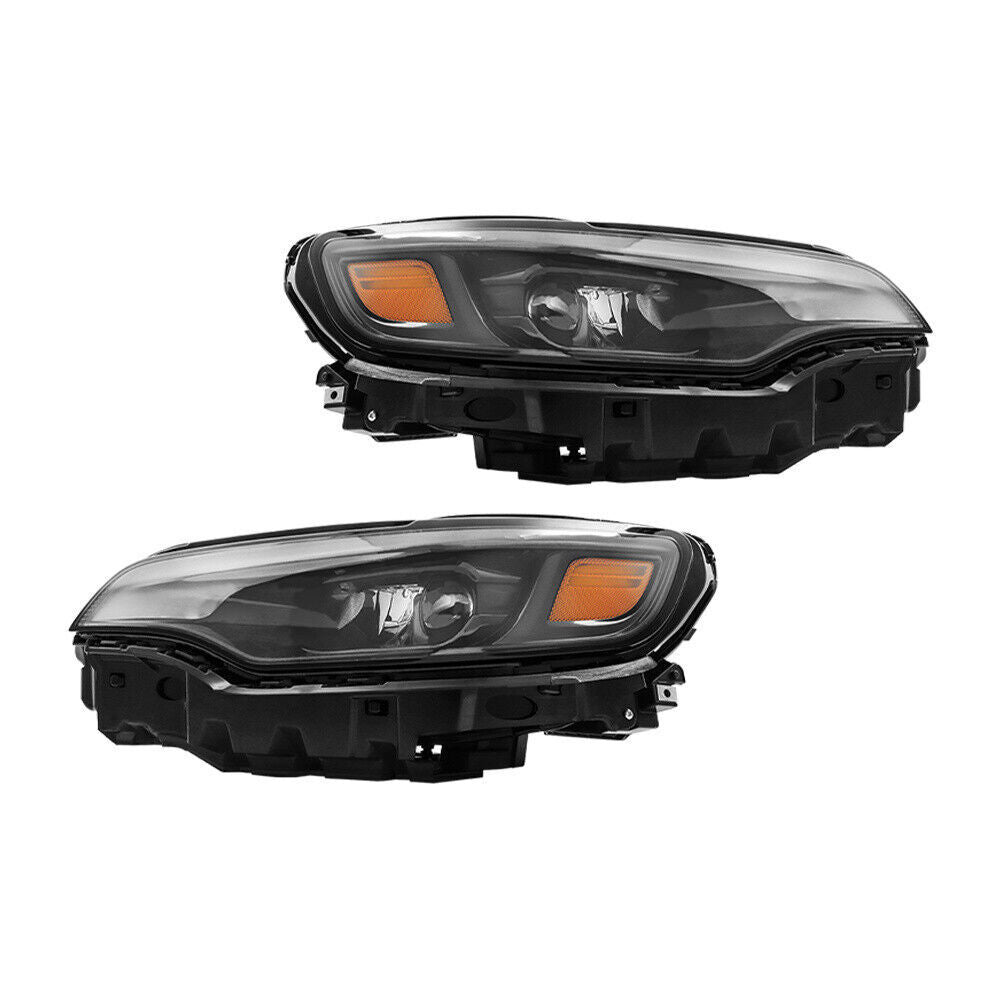 Right+Left Headlight For 2019-2022 Jeep Cherokee Black LED W/ Ballast
