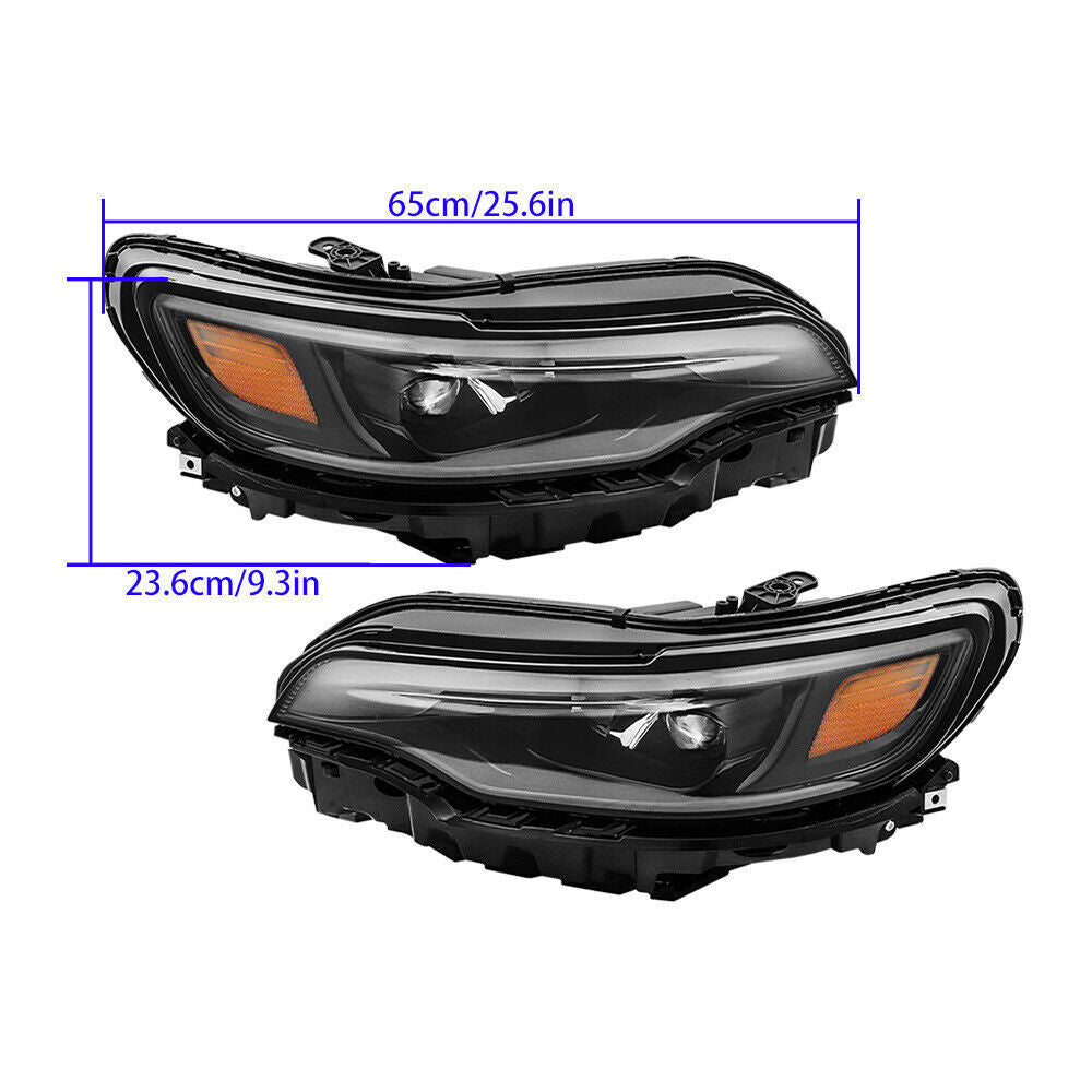 Right+Left Headlight For 2019-2022 Jeep Cherokee Black LED W/ Ballast