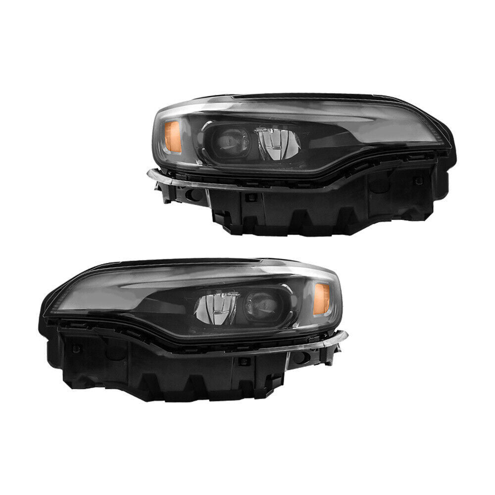 Right+Left Headlight For 2019-2022 Jeep Cherokee Black LED W/ Ballast