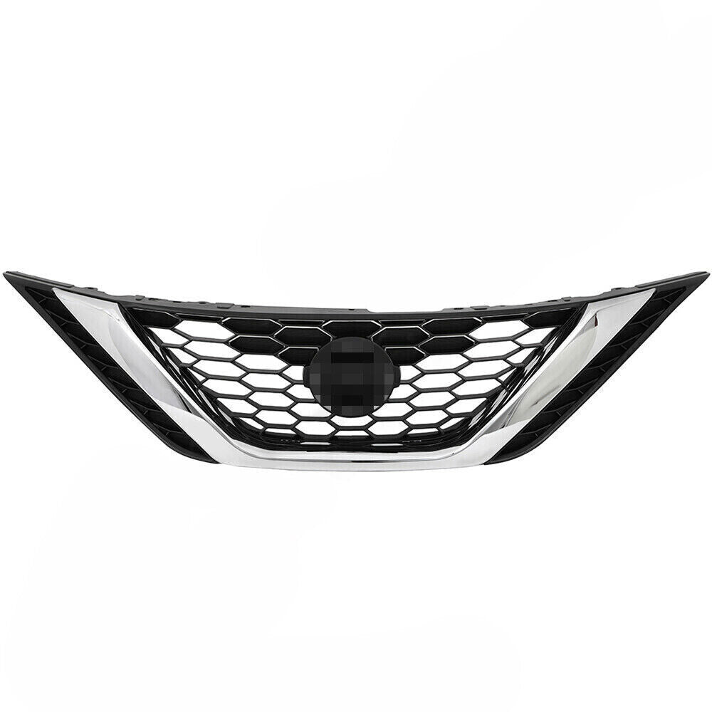 Front Upper Chrome Grill For 2016-2018 Nissan Sentra ABS Honeycomb Mesh