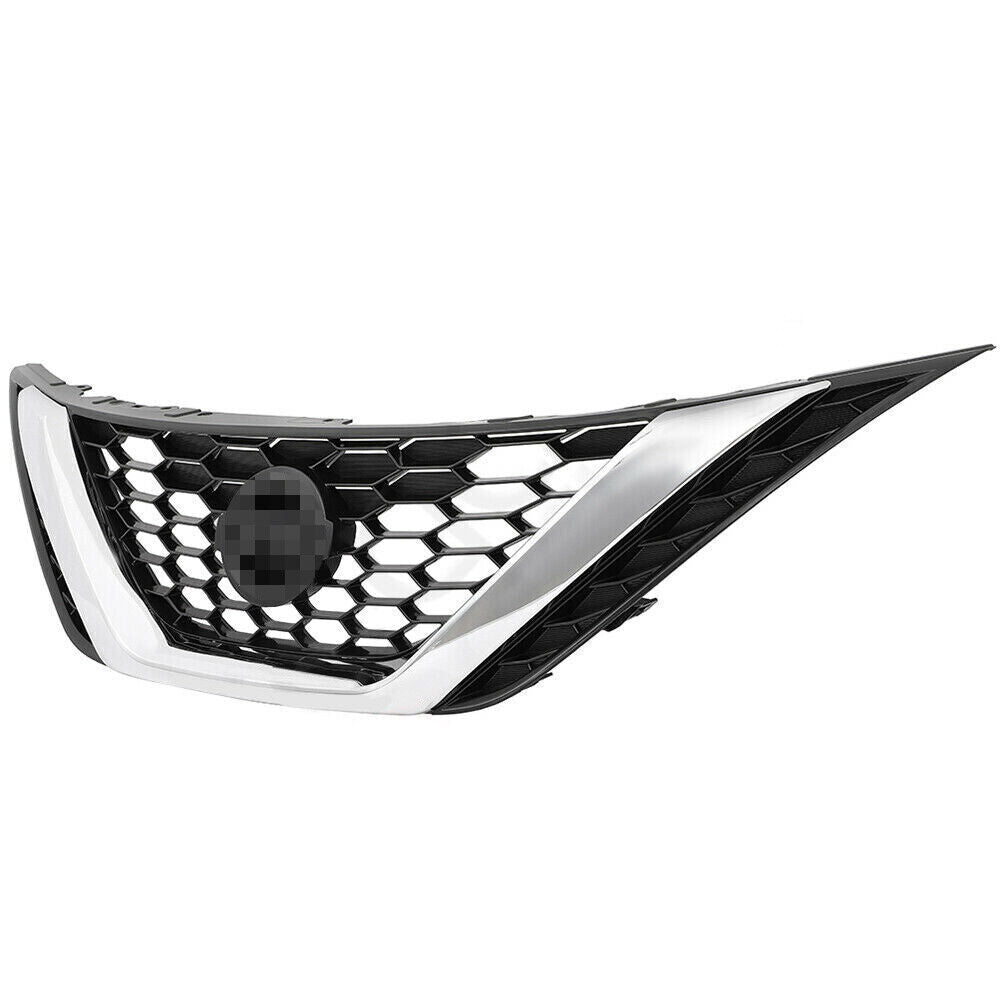 Front Upper Chrome Grill For 2016-2018 Nissan Sentra ABS Honeycomb Mesh