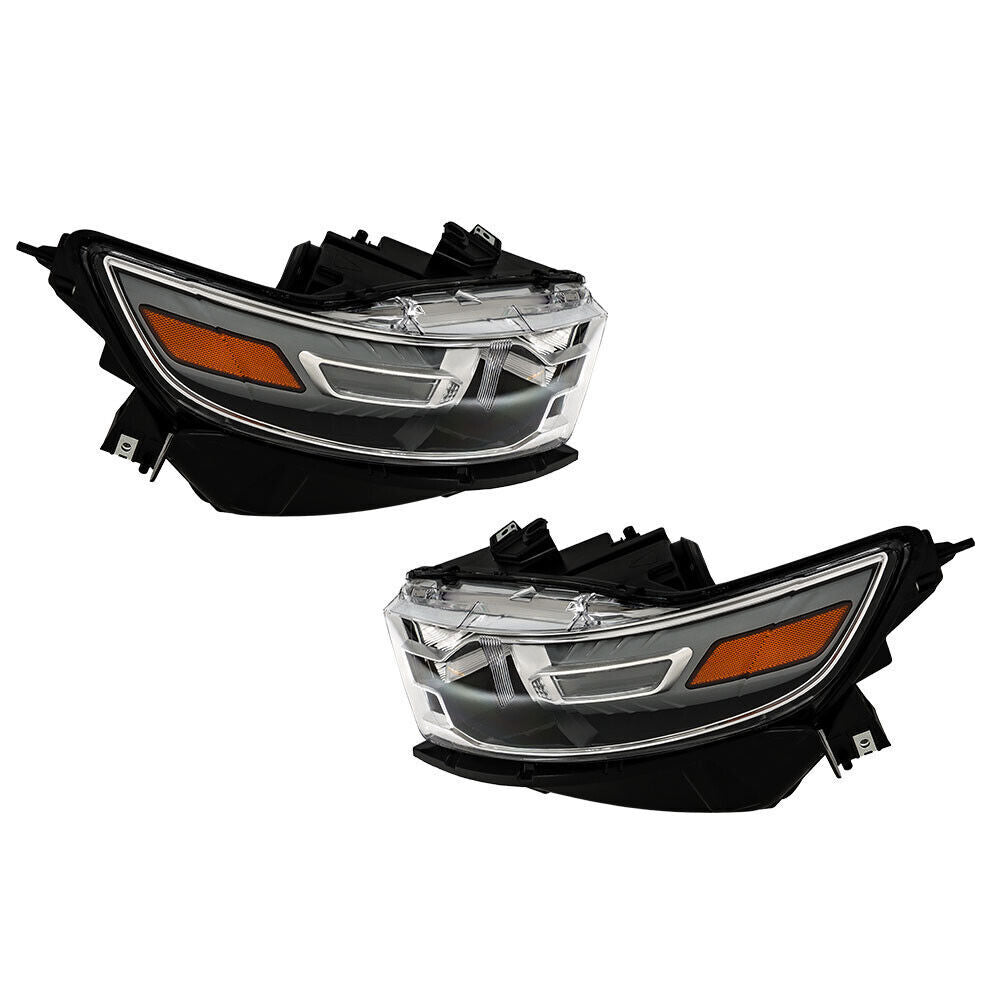 Left+Right Headlights For 2013 2014-2016 Ford Taurus Halogen W/Gray Trim