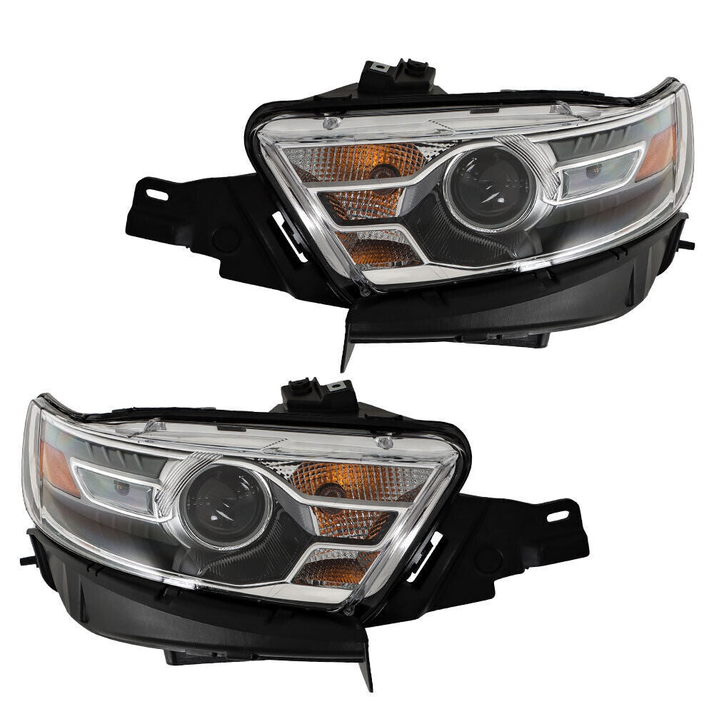 Left+Right Headlights For 2013 2014-2016 Ford Taurus Halogen W/Gray Trim