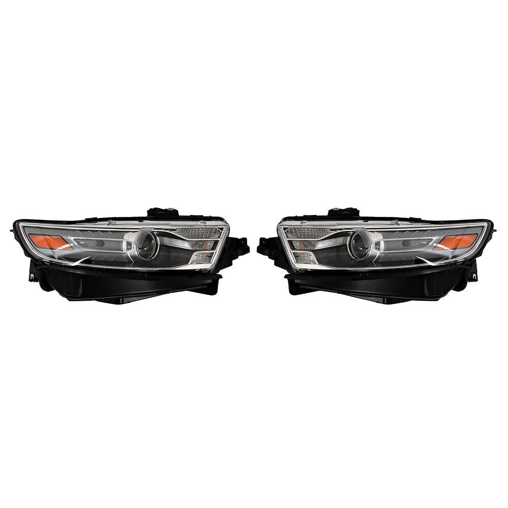 Left+Right Headlights For 2013 2014-2016 Ford Taurus Halogen W/Gray Trim