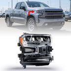 Passenger Right Side Headlight For 2019-2020 Silverado LED Black Housing