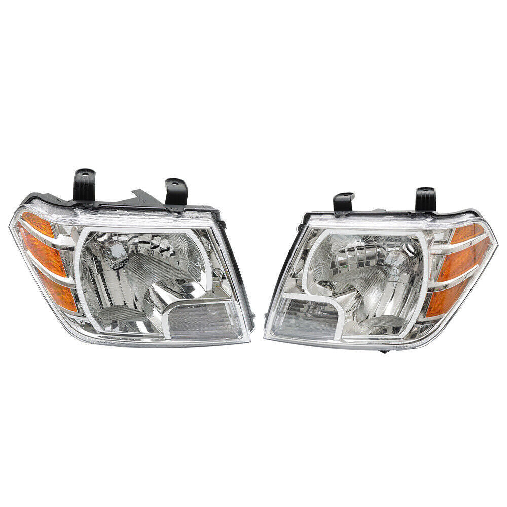 Left+Right Headlight For 2009-2021 Nissan Frontier Truck Chrome Halogen