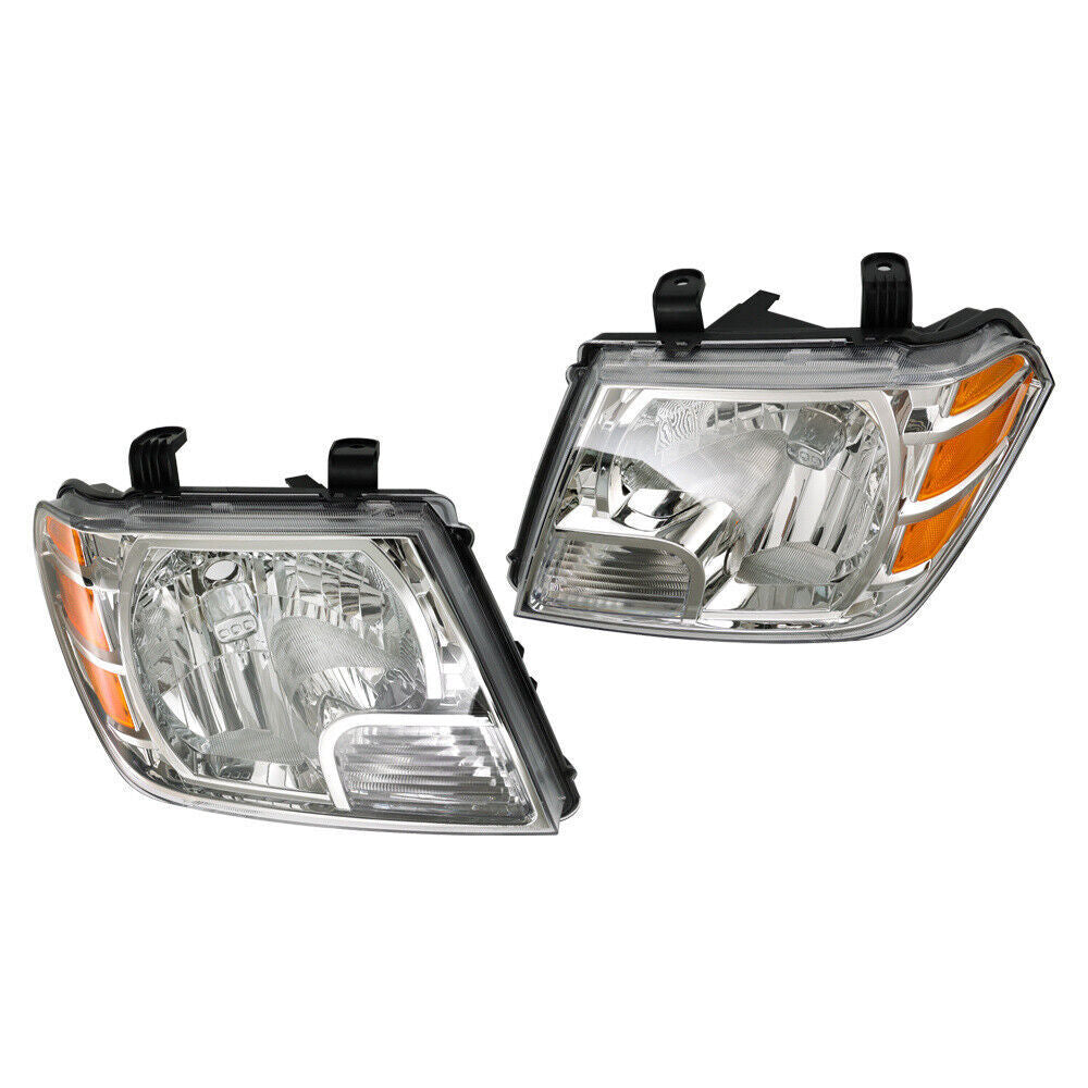 Left+Right Headlight For 2009-2021 Nissan Frontier Truck Chrome Halogen
