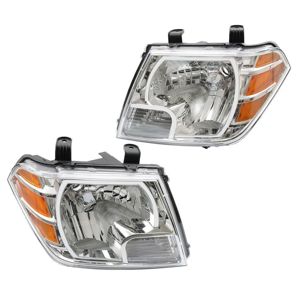 Left+Right Headlight For 2009-2021 Nissan Frontier Truck Chrome Halogen