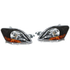 Left+Right Headlight For 2007-12 Toyota Yaris Halogen Type Black Housing