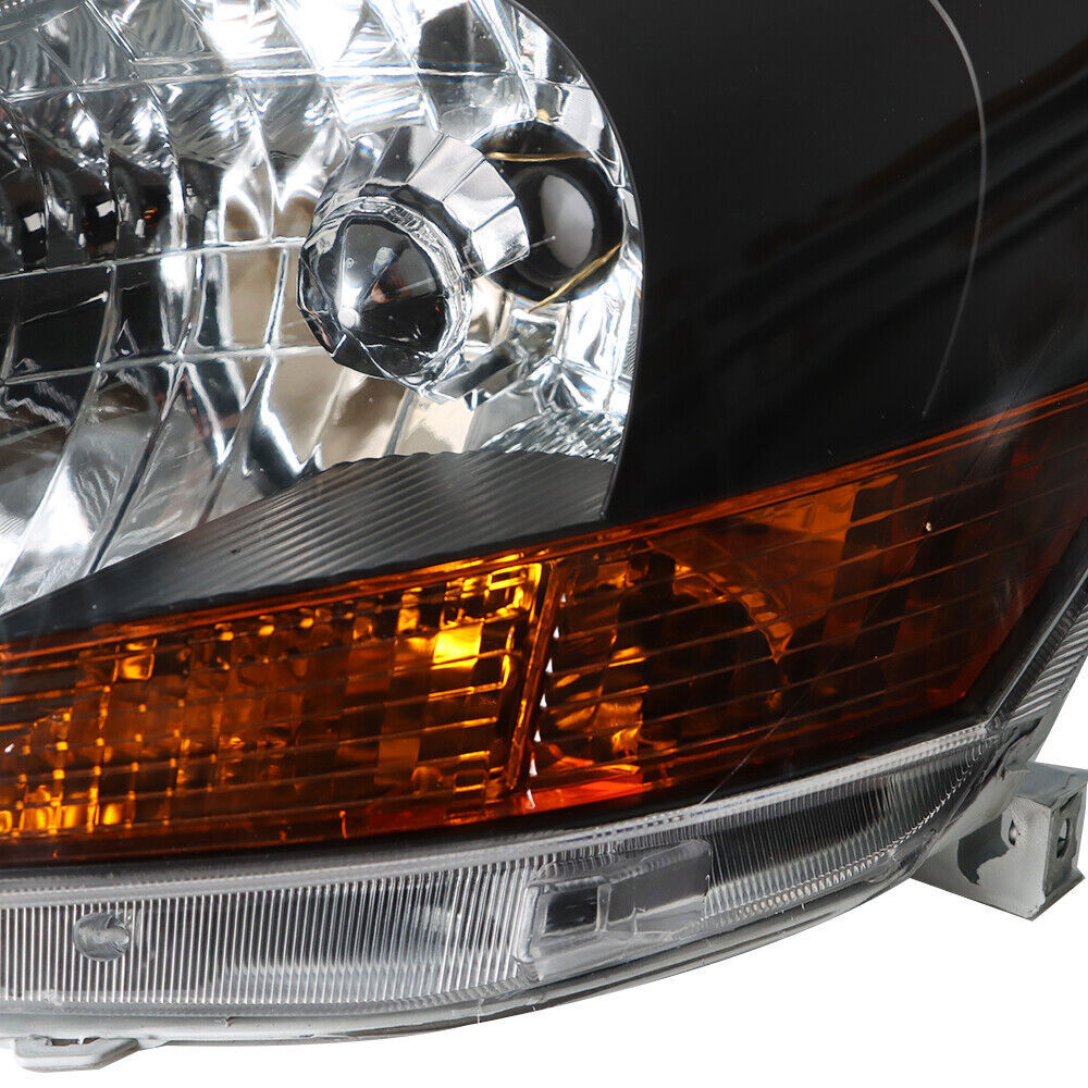 Left+Right Headlight For 2007-12 Toyota Yaris Halogen Type Black Housing