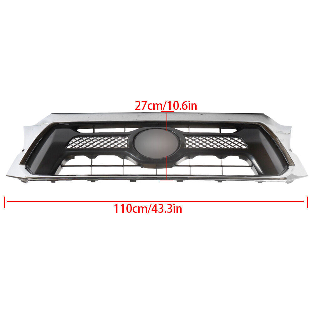 Front Upper Grille For 2012-14 2015 Toyota Tacoma Chrome Black TO1200351