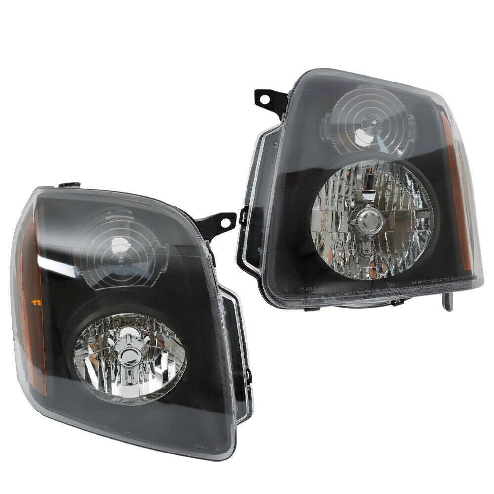 Left+Right Headlights For 2007-2014 GMC Yukon Denali XL1500 2500 Black