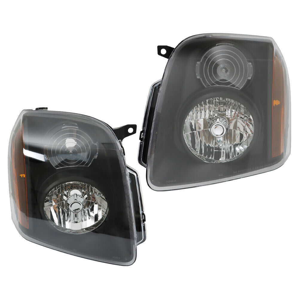 Left+Right Headlights For 2007-2014 GMC Yukon Denali XL1500 2500 Black