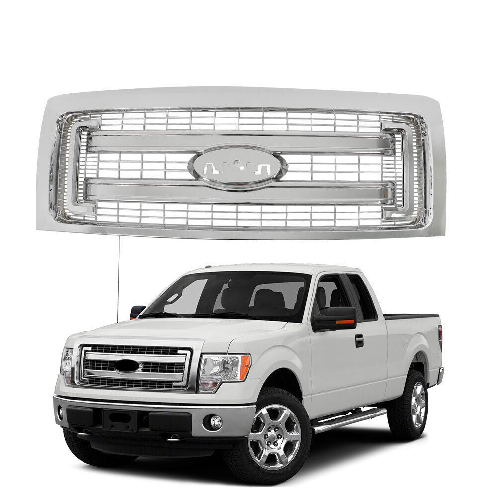 Front Bumper Grille For 2009-2014 Ford F150 Truck Chrome Grille