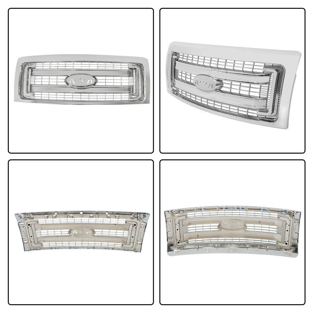 Front Bumper Grille For 2009-2014 Ford F150 Truck Chrome Grille