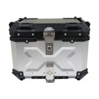 Silver Motorcycle Luggage Waterproof Tail Box Top Case Scooter Trunk Storage 45L