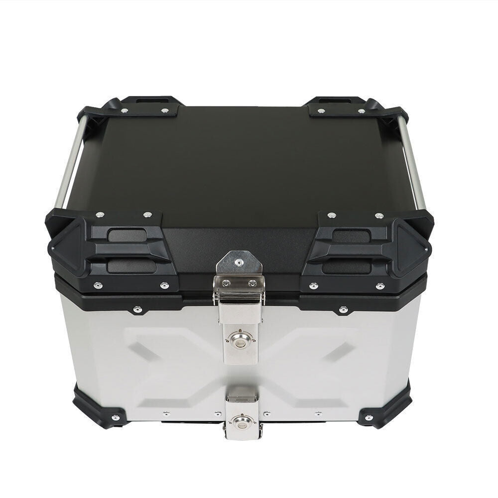 Silver Motorcycle Luggage Waterproof Tail Box Top Case Scooter Trunk Storage 45L