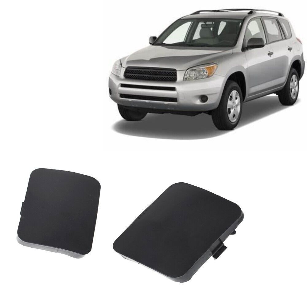 Bumper Tow Hook Bracket Cover Cap For 2006-2007 Toyota RAV4  Black 2PCS