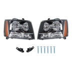 Right+Left Headlights For 2007-14 Avalanche/Suburban/Tahoe Amber Corner