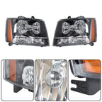 Right+Left Headlights For 2007-14 Avalanche/Suburban/Tahoe Amber Corner
