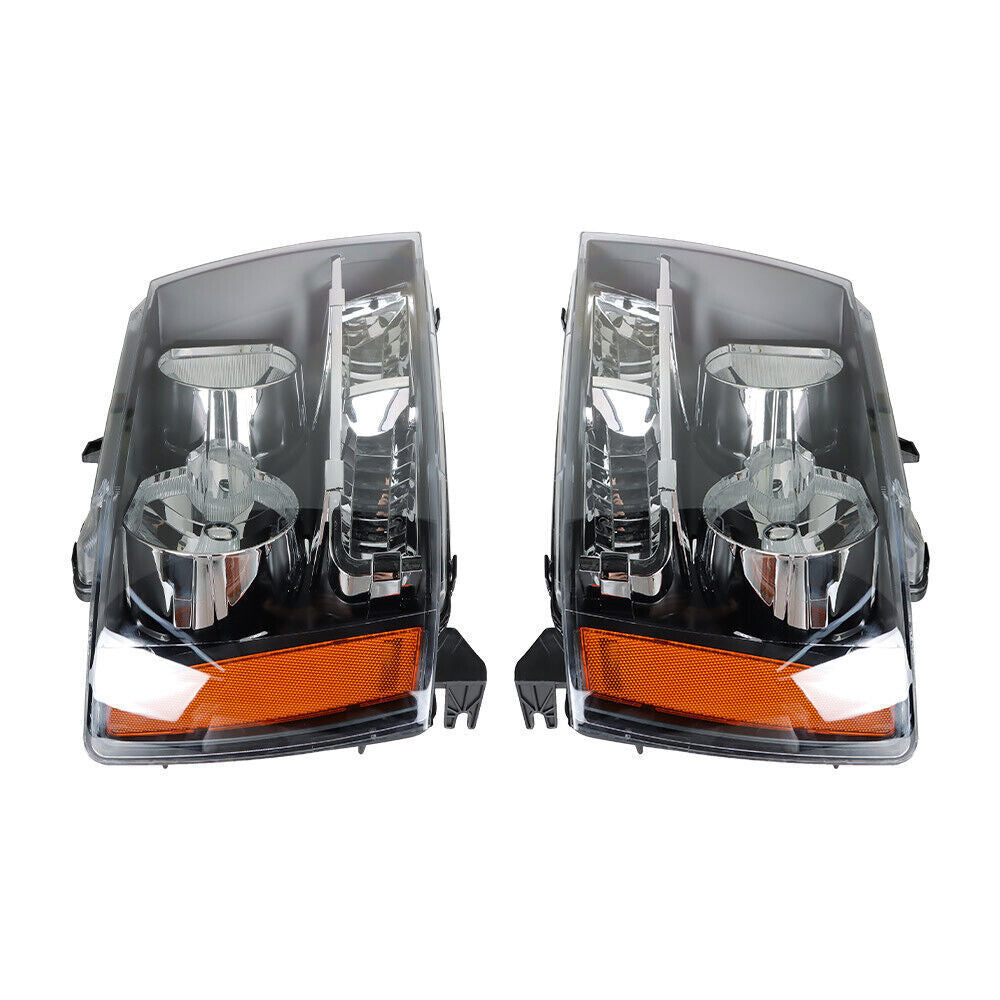 Right+Left Headlights For 2007-14 Avalanche/Suburban/Tahoe Amber Corner