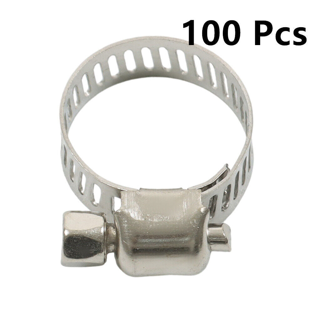 100 × 1/2"-3/4" Adjustable Stainless Steel Drive Hose Clamps Fuel Line Worm Clip