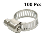 100 × 1/2"-3/4" Adjustable Stainless Steel Drive Hose Clamps Fuel Line Worm Clip