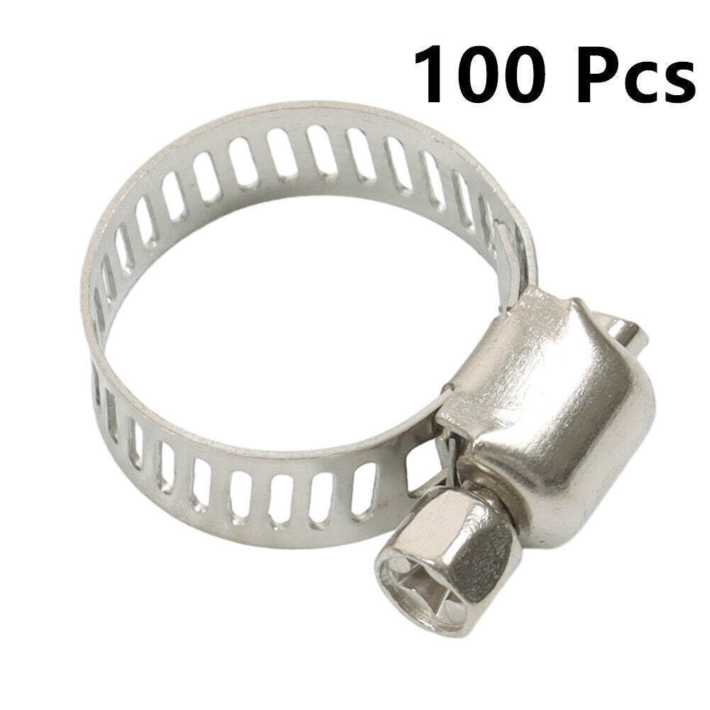 100 × 1/2"-3/4" Adjustable Stainless Steel Drive Hose Clamps Fuel Line Worm Clip