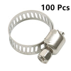 100 × 1/2"-3/4" Adjustable Stainless Steel Drive Hose Clamps Fuel Line Worm Clip