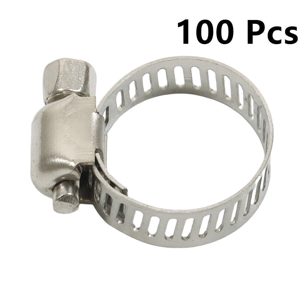 100 × 1/2"-3/4" Adjustable Stainless Steel Drive Hose Clamps Fuel Line Worm Clip