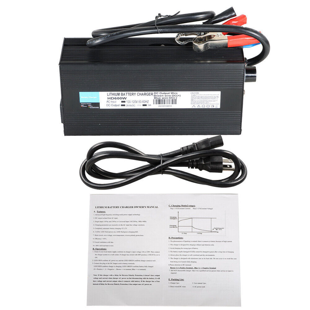 Rechargeable Batteries 28.8V 18A For Lithium LiFePO4 Deep Cycle Smart Charger