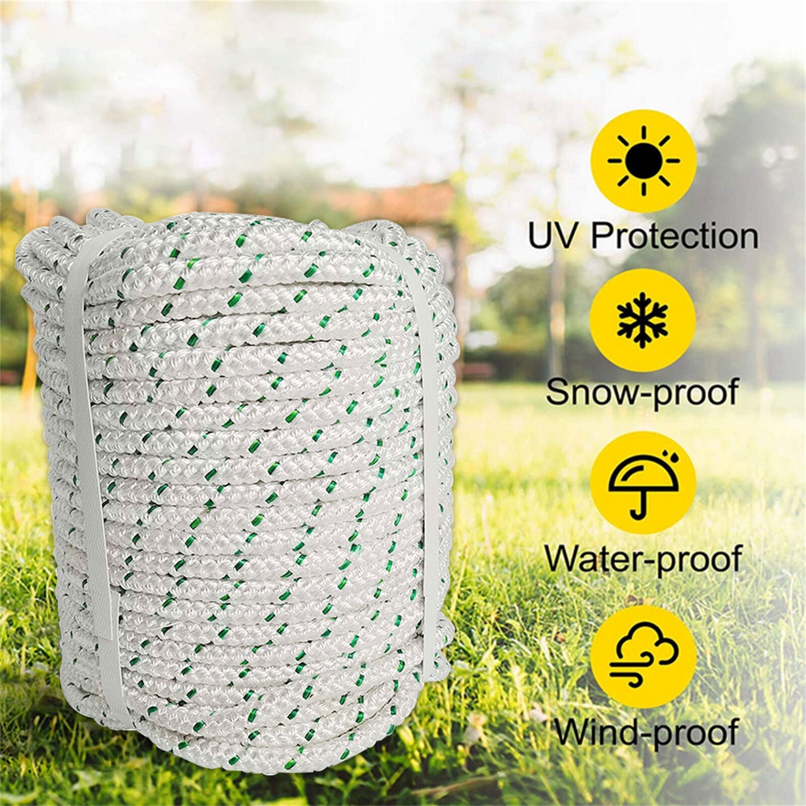 Bull Rope 3/8" × 100' 1544Lbs Breaking Strength Double Braid Polyester Ropes