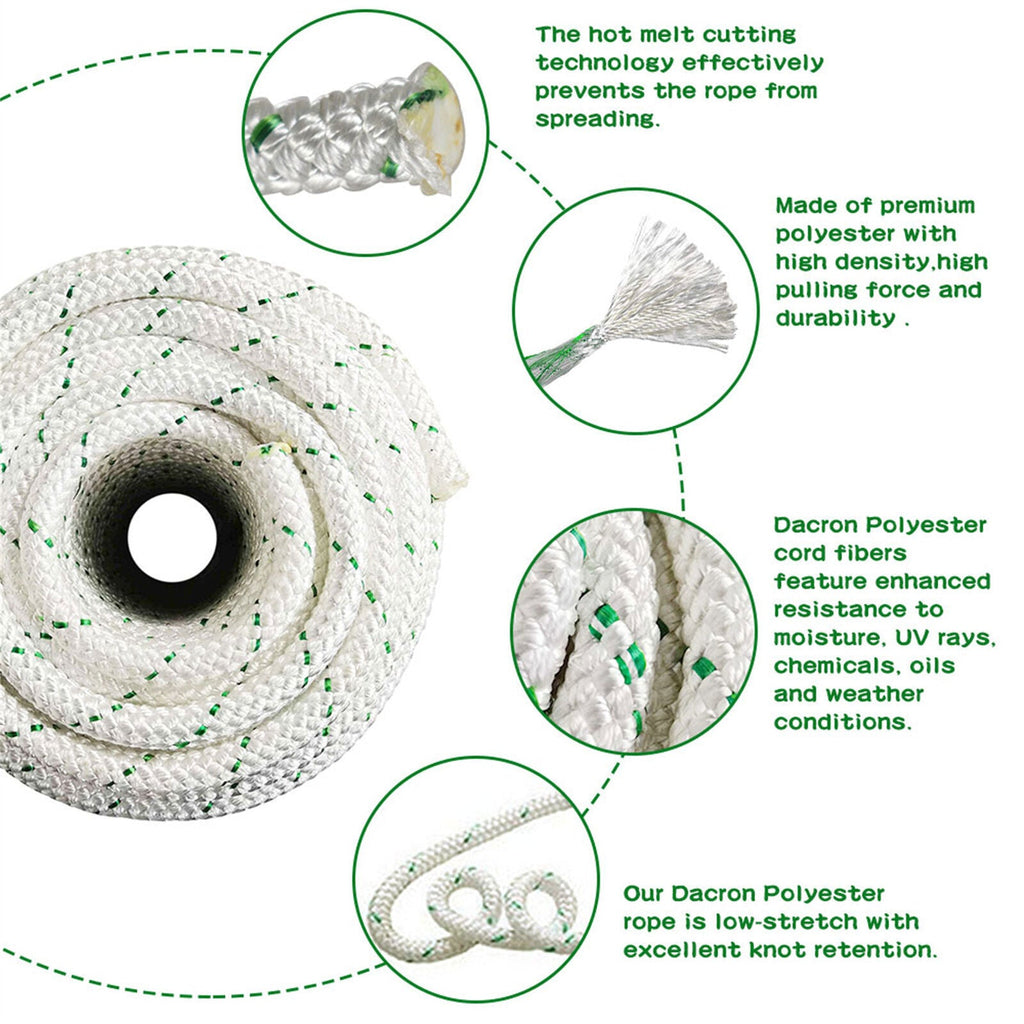 Bull Rope 3/8" × 100' 1544Lbs Breaking Strength Double Braid Polyester Ropes