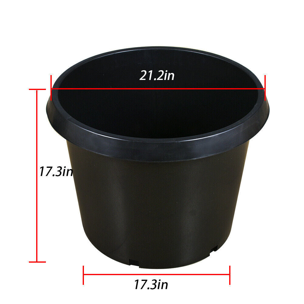 5Pcs Black Injection Molding Plant Flower Pot Nursery Containers 20 Gallon