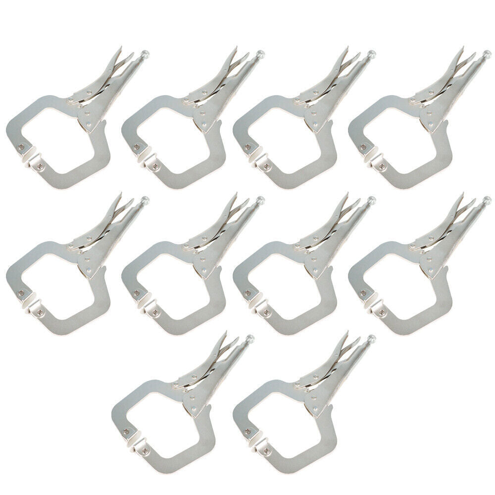 10Pack 11" Heavy Duty Swivel Pad Locking C-Clamp Locking Pliers With Swivel Pads