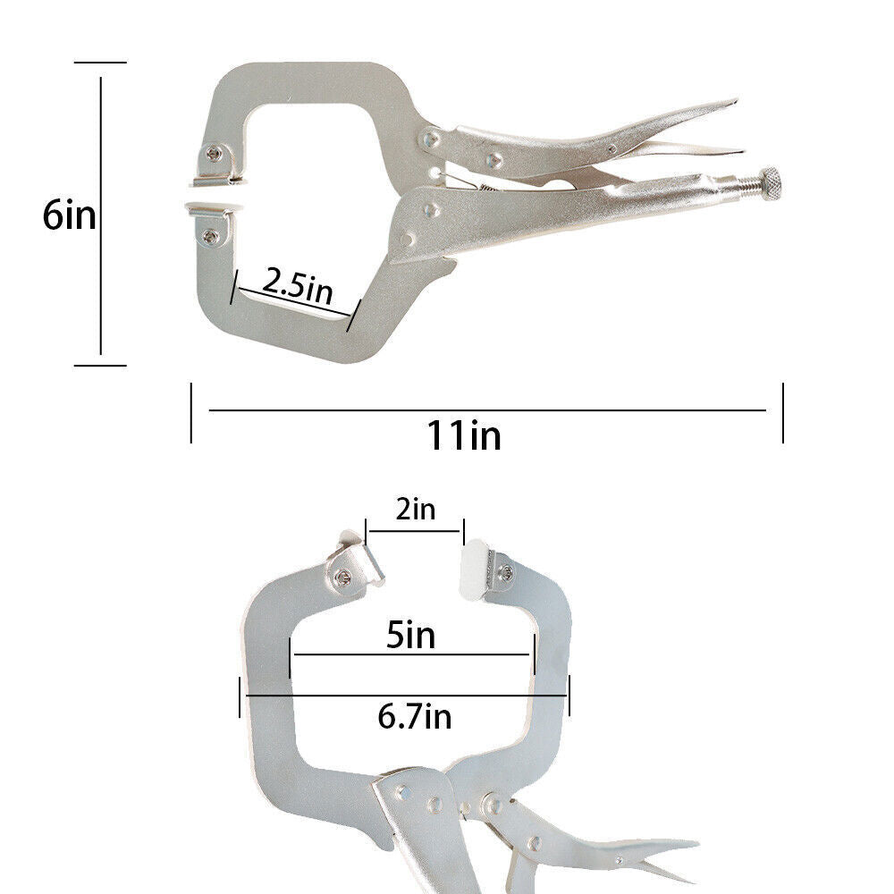 10Pack 11" Heavy Duty Swivel Pad Locking C-Clamp Locking Pliers With Swivel Pads