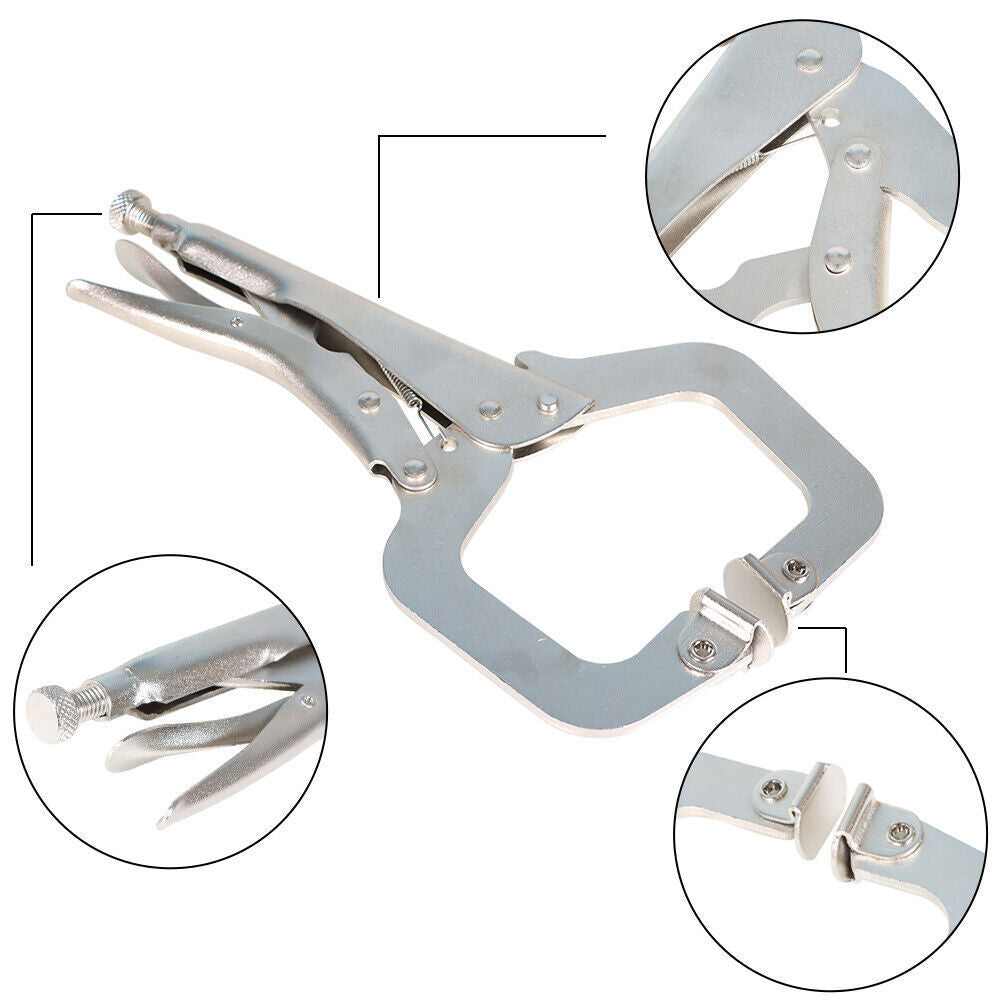 10Pack 11" Heavy Duty Swivel Pad Locking C-Clamp Locking Pliers With Swivel Pads