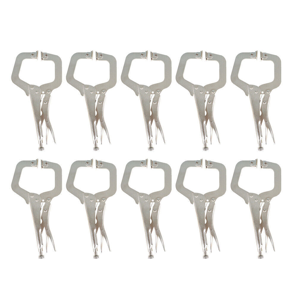 10Pack 11" Heavy Duty Swivel Pad Locking C-Clamp Locking Pliers With Swivel Pads