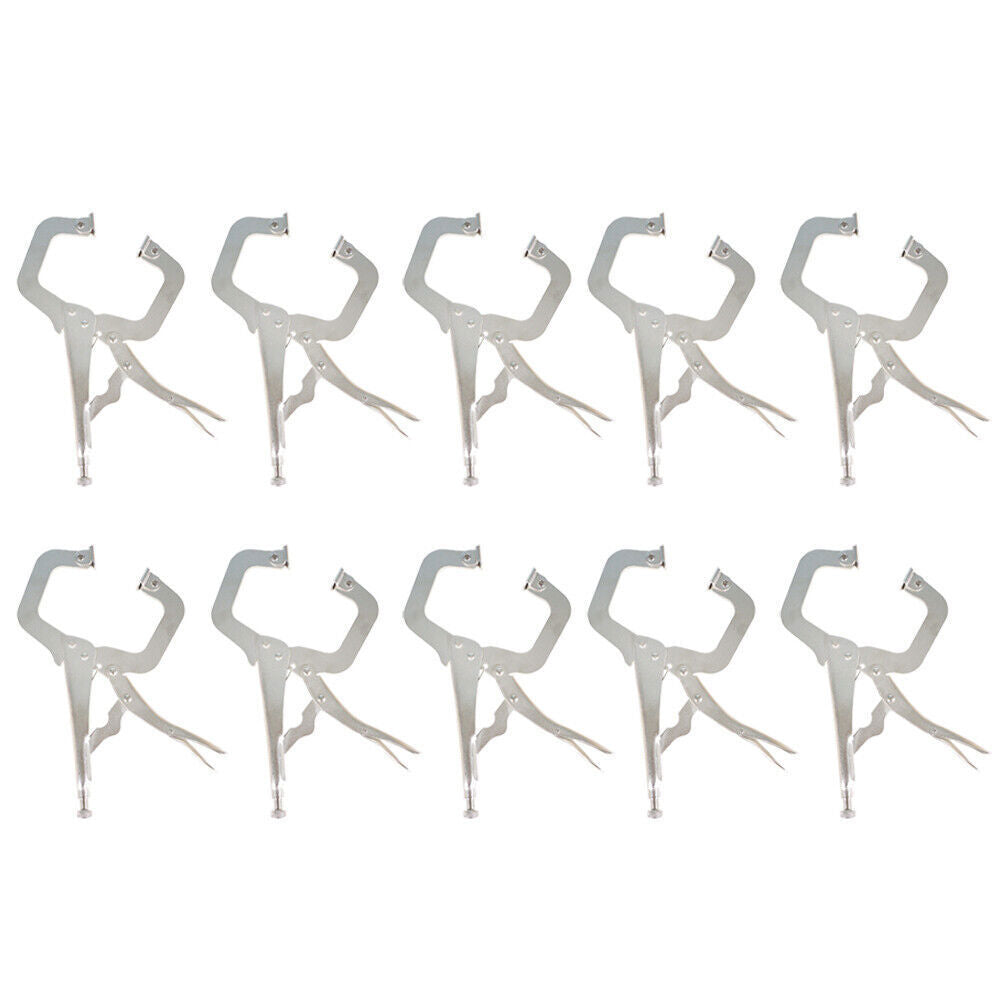 10Pack 11" Heavy Duty Swivel Pad Locking C-Clamp Locking Pliers With Swivel Pads
