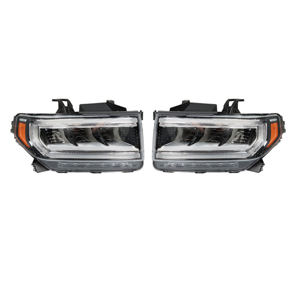 Left+Right Headlight For 2020-23 GMC Acadia SL/SLE Full LED Chrome Clear