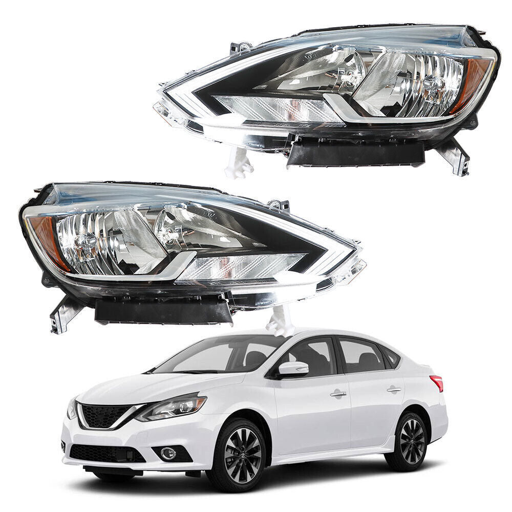 Left+Right Headlights For 2016-2018 Nissan Sentra Halogen Type Projector