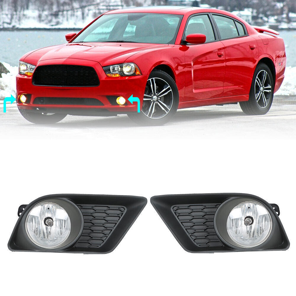 Left+Right Bumper Fog Lights Lamps For 2011-2014 Dodge Charger W/Bulbs