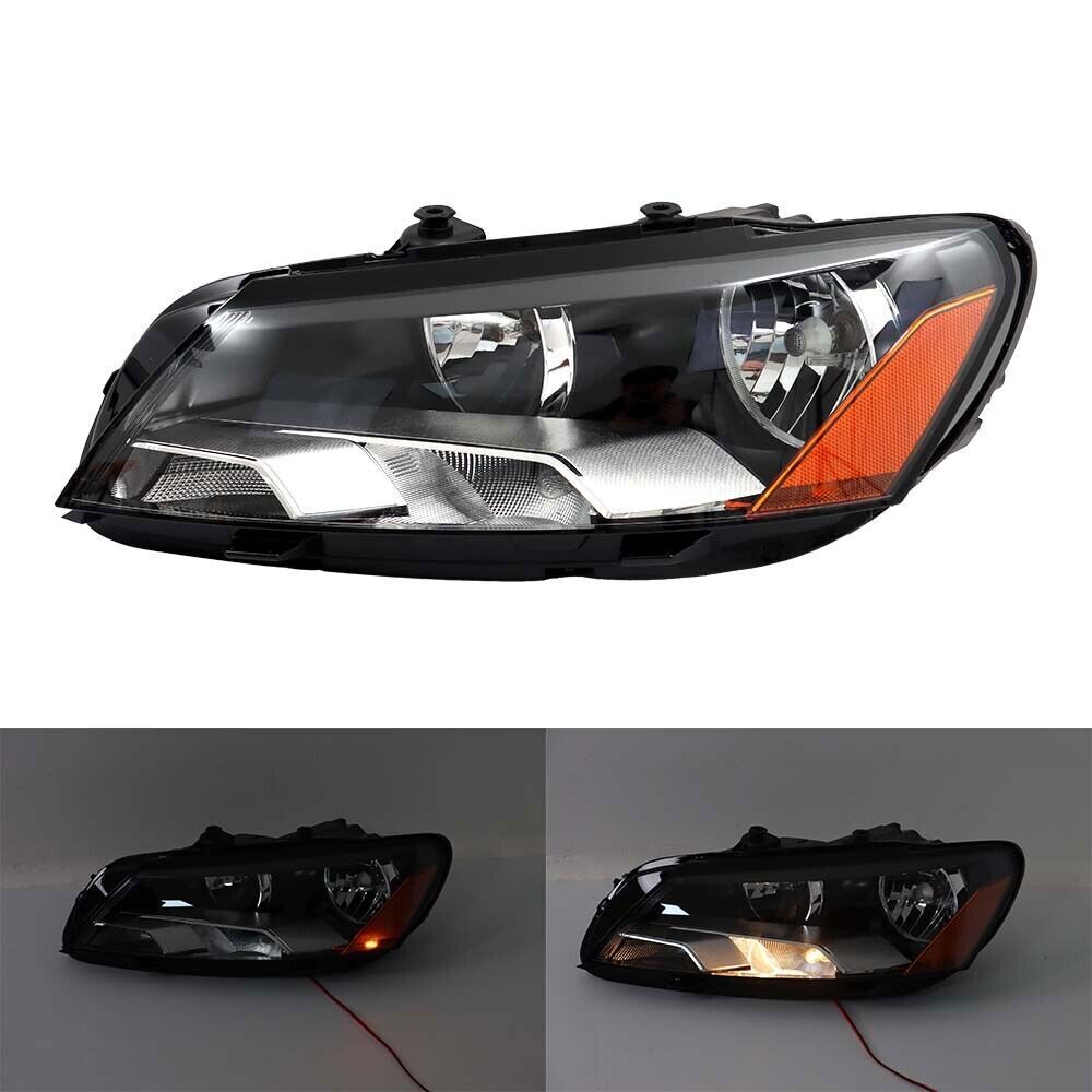 Left+Right Side Headlight For 2012-2015 Volkswagen Passat Halogen Black