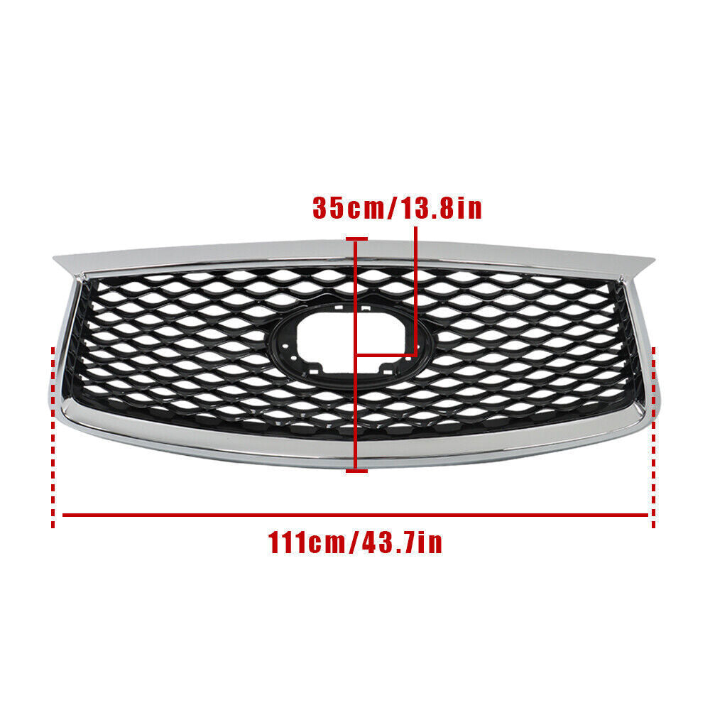Front Upper Grille For 2019-2023 Infiniti QX50 W/O Camera Option Plastic