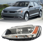 Left Headlight For 2011-2018 Volkswagen Jetta Halogen Type Black Housing
