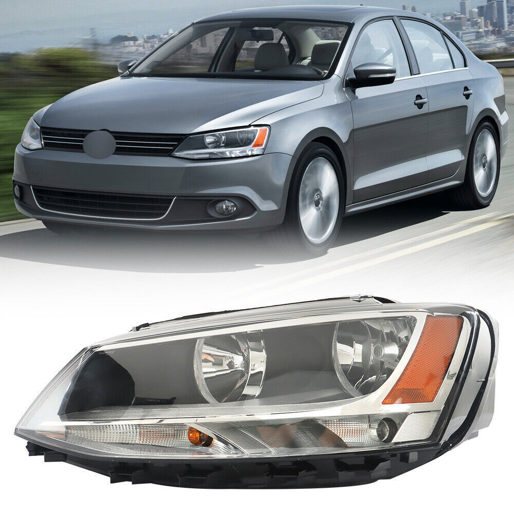 Left Headlight For 2011-2018 Volkswagen Jetta Halogen Type Black Housing