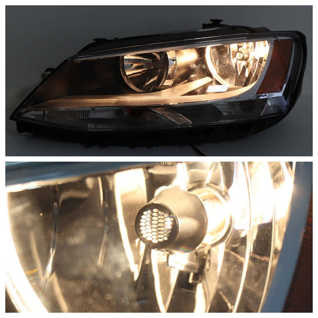 Left Headlight For 2011-2018 Volkswagen Jetta Halogen Type Black Housing