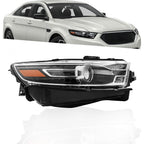 Right Projector Headlight For 2016-2019 Ford Taurus Halogen W/Black Trim